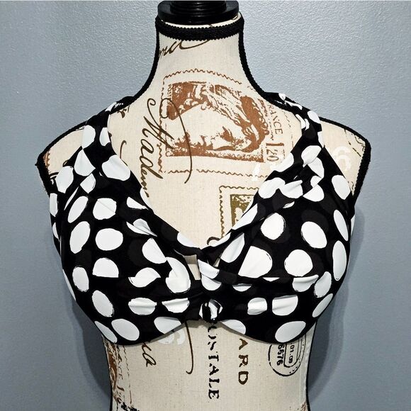 👙LaBlanca, bikini top in black with white dots. NWT, Size 16 - Picture 2 of 9